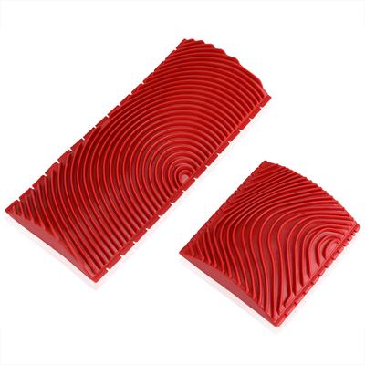 2 Adet Ahşap Desenli Kauçuk Duvar Fırçası Boyama Araçları Doku Desen Scumble Aracı Kırmızı