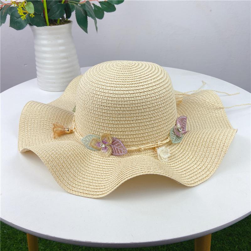 Hot Sale Lace Leaf Flower Sun Hat Lotus Wave Edge Straw Hat Beach Hat Travel Sun Protection Hat