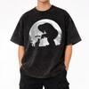 Fun Hand Boop Nose Bigfoot Sasquatch Cat Full Moon T Shirt Hip Hop Washed Short Sleeve T-Shirts Vintage Men Women Streetwear