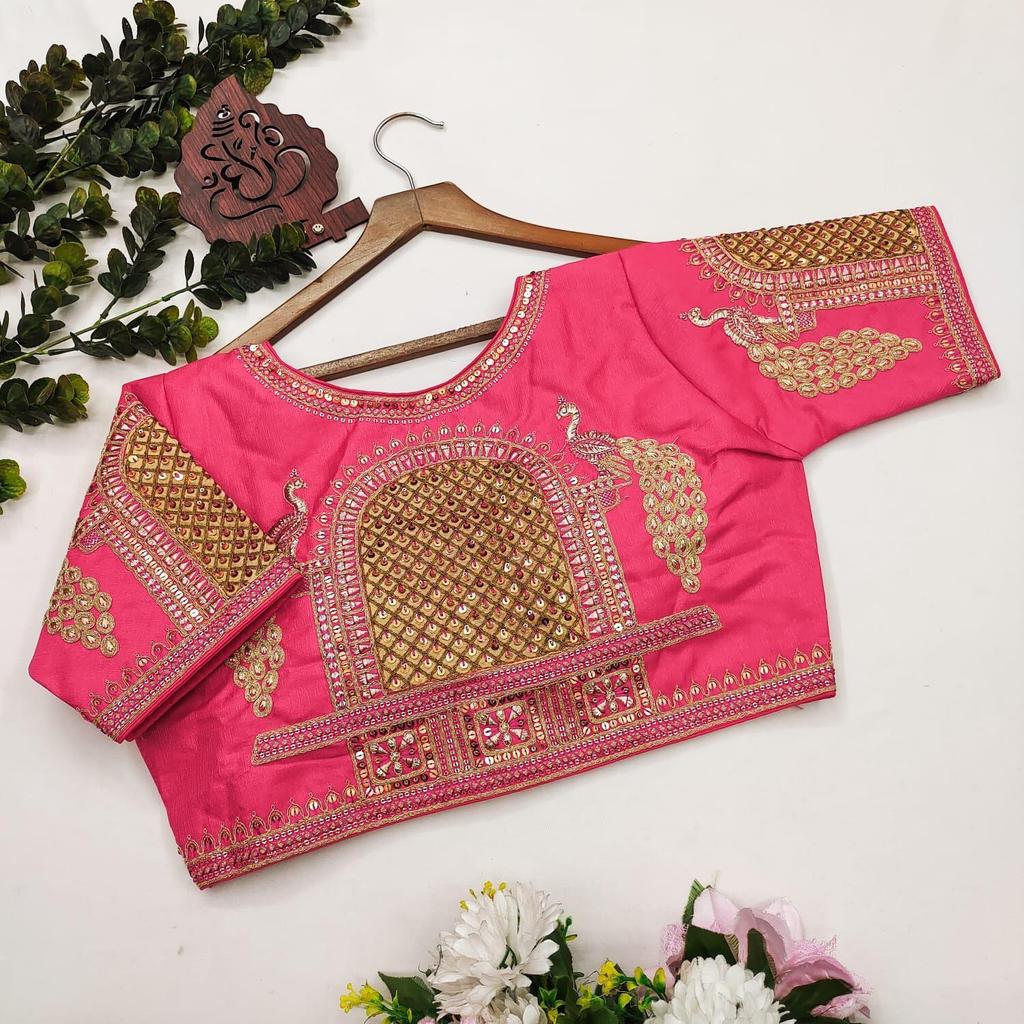 Schwere Braut-Hochzeitsbluse| Bluse zum Tragen mit einem Sari (Größe 46RU, Blusengröße kann auf 52RU vergrößert werden)