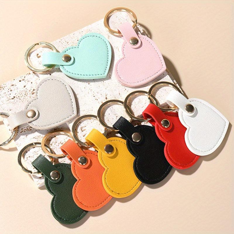 Leather Key Chain Fashion Leather Heart Shape Keychain Women Car Key Holder Home Key Ring Charm Bag Car Pendant Gift