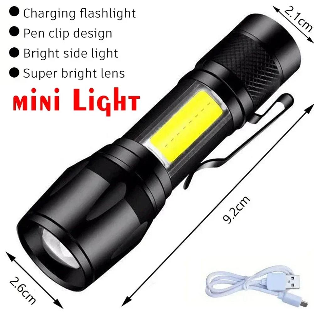 Bright LED Flashlight, USB Rechargeable Tactical Torch, Long Range Zoomable Waterproof Lamp for Camping Hiking Fishing Hunting