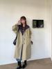 Women's Retro Miu-Style Colorblock Hooded Trench Coat with Stand-up Collar, 2025 Autumn Collection