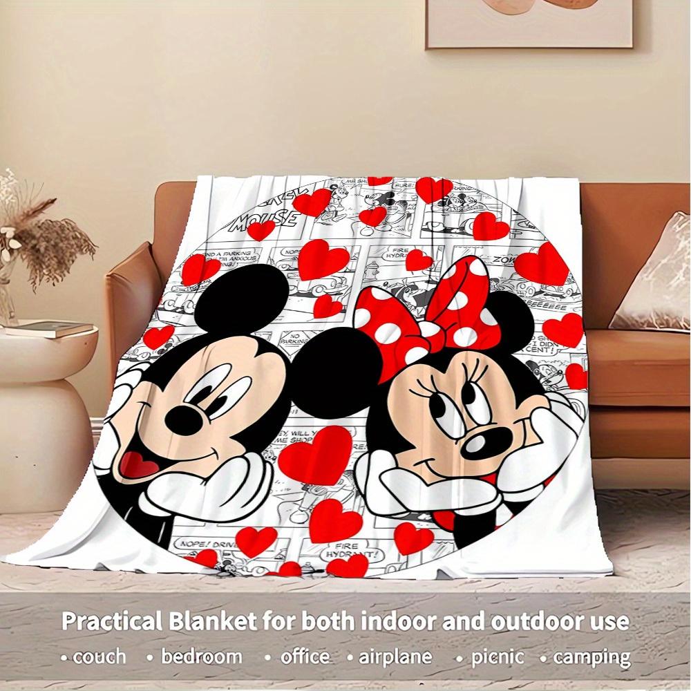 1pc flannel Mickey and Minnie heart pattern small bed cover blanket, Valentine's Day gift,