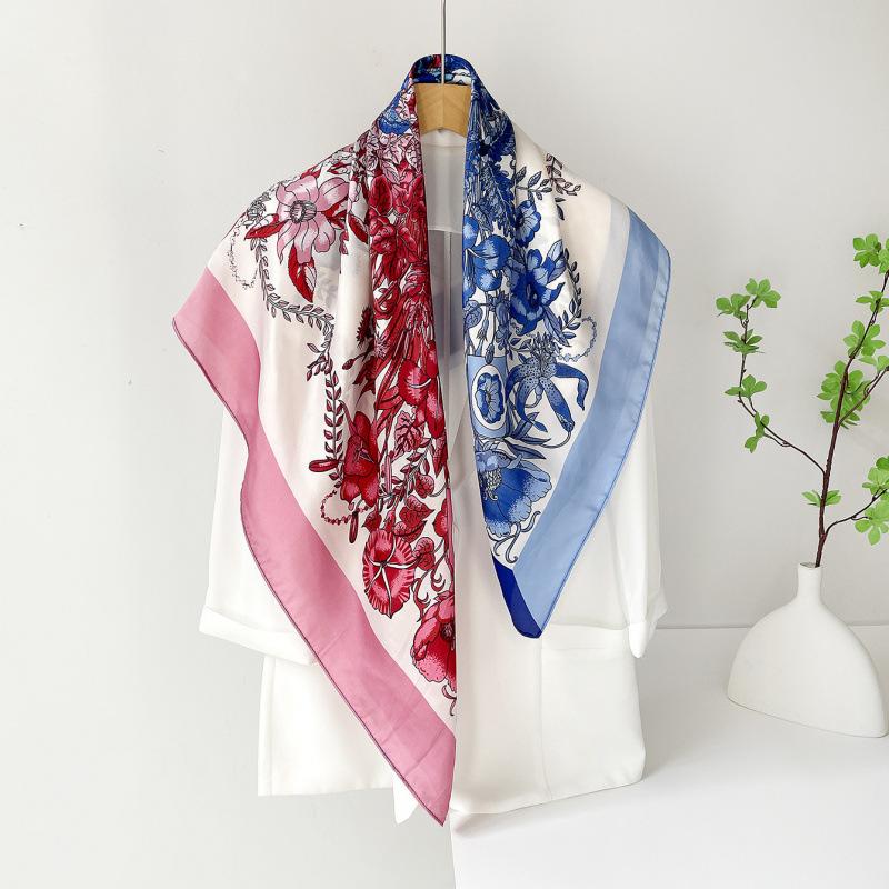 New Arrival: 90cm Rayon Square Scarf – Women’s Printed Satin Scarf with a Luxurious Feel, Ideal for Sun Protection 90*90cm