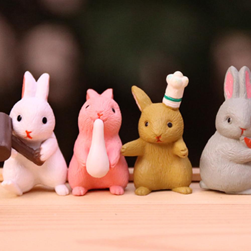 Puzzle 12 Pcs Lovely Rabbits Toys Animal Characters Figurines Playset Garden Cake Decoration Home decor