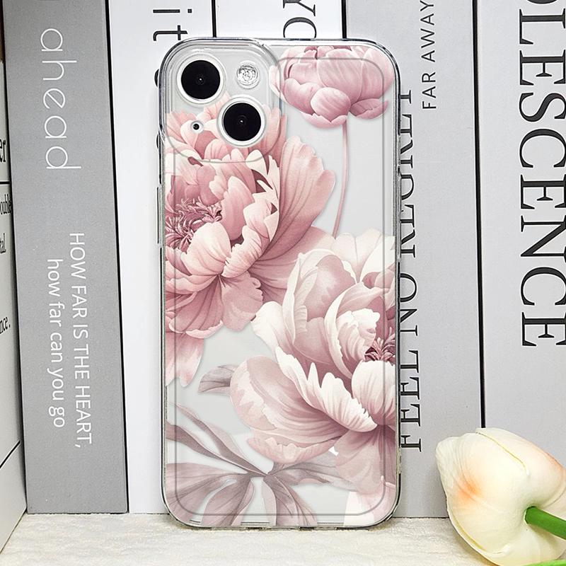 Schöne Ölmalerei Lotusblume Handyhülle für IPhone 16 15 14 11 Pro Max 13 12 Mini XR XS X 7 8Plus SE2 Weiche Silikonhülle