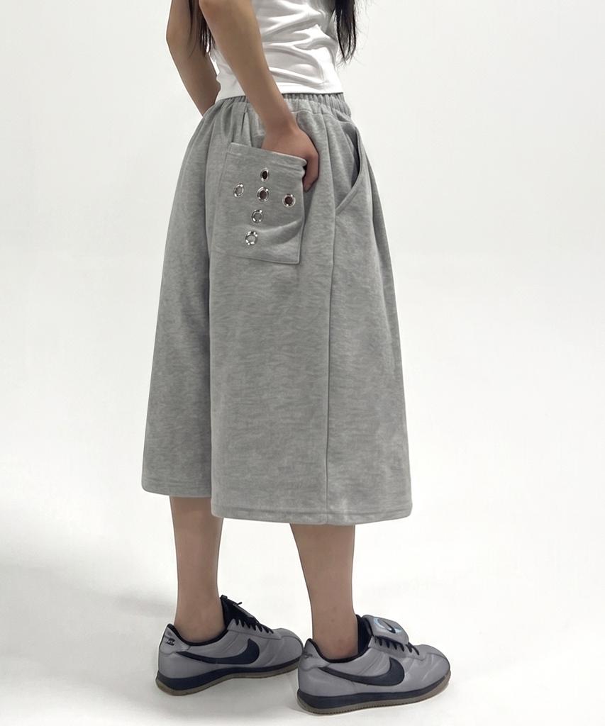 FUZZY SCAN Cross Eyelet Bermuda Pants Melange