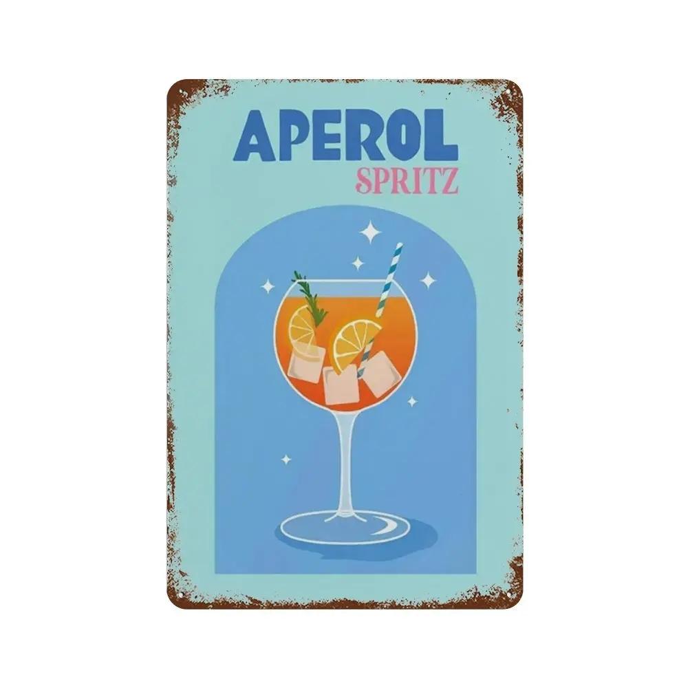 Vintage Fruit Juice Metal Tin Sign Mojito Aperol Spritz Posters and Sangria Drink Negroni Plaque for Club Bar Shop Home Decor
