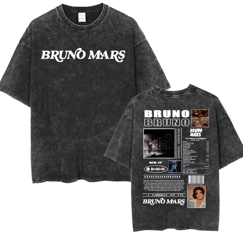 

Bruno Mars The Romantic Tour 2026 Portrait & Signature Vintage Washed Double-Sided Oversized Black T-Shirt | Pop Music Fan Tour Merch Tee XXL слонова кістка