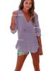 European & Asian 2025 Spring/Summer Women's V-Neck Long Sleeve Beach Hoodie with Pocket
