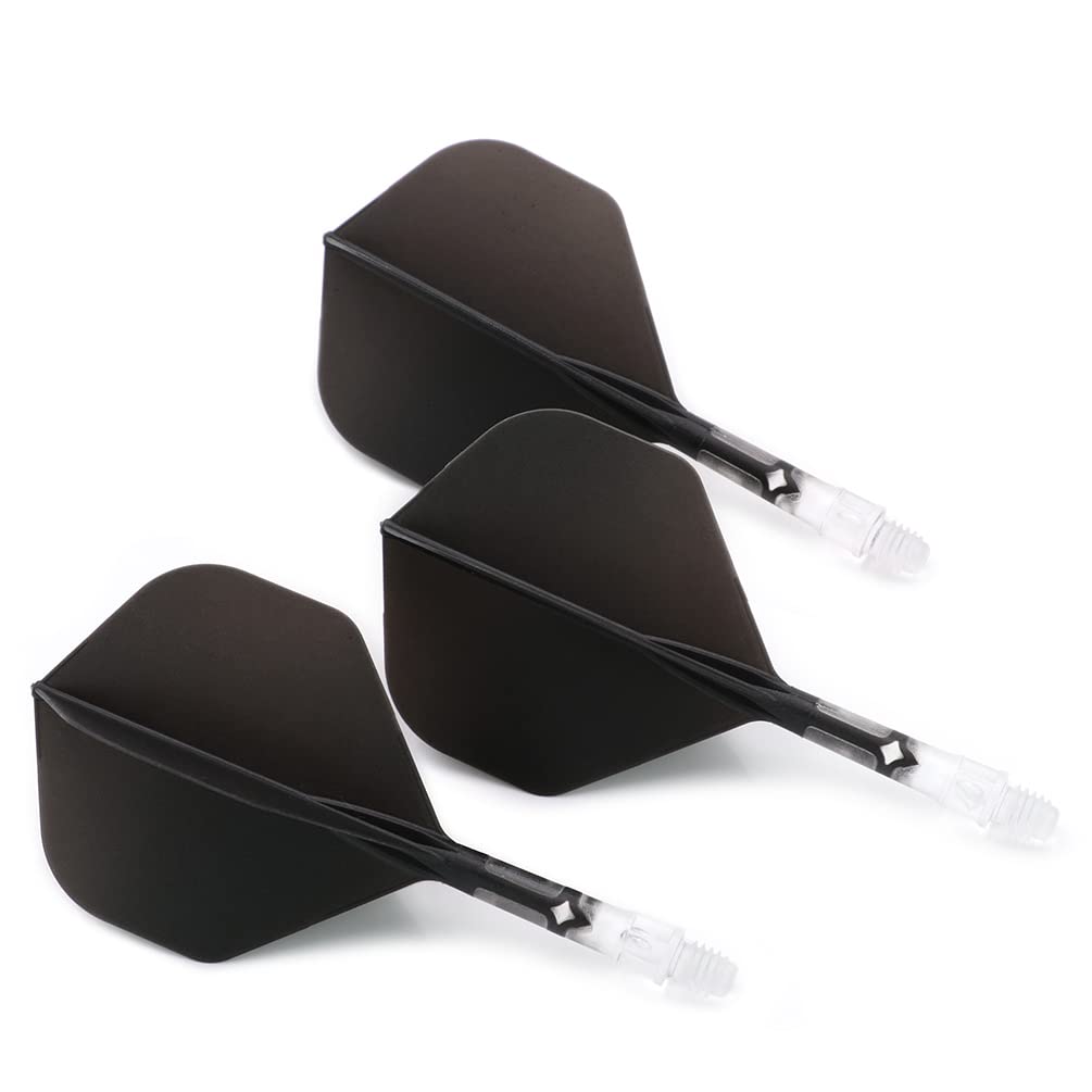 CUESOUL Integrated Dart Flights And Shafts ROST T19 Two Tone 2 Material Mix Big Standard Shape 3 Sets Black Flights Clear Shaft Size S CS-AK57DB1S