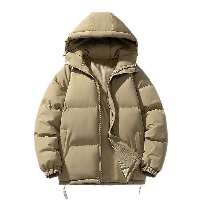 2025 Minimalist Men's Solid Color Hooded Cotton Jacket - Warm, Trendy, Loose Fit Winter Wear