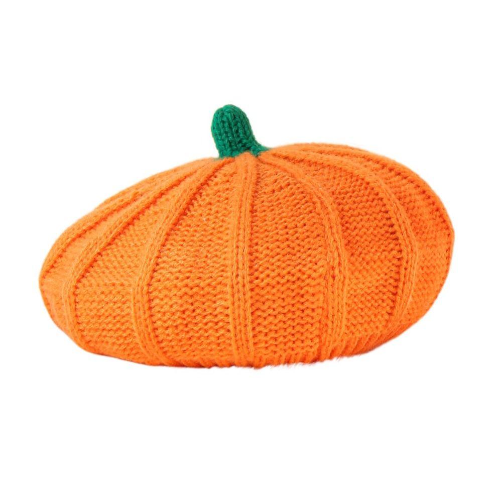 Keep Warm Knitted Hat Orange Parent-Child Hat Casual Pumpkin Beret  Halloween Decoration