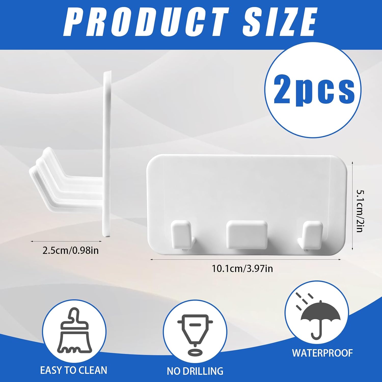 2Pcs Razor Holder - Self Adhesive Shaver Hook Hanger Stand - Plastic Utility Storage Hooks - Shower Hook for Razor Plug Robe Towel Loofah Bathrobe