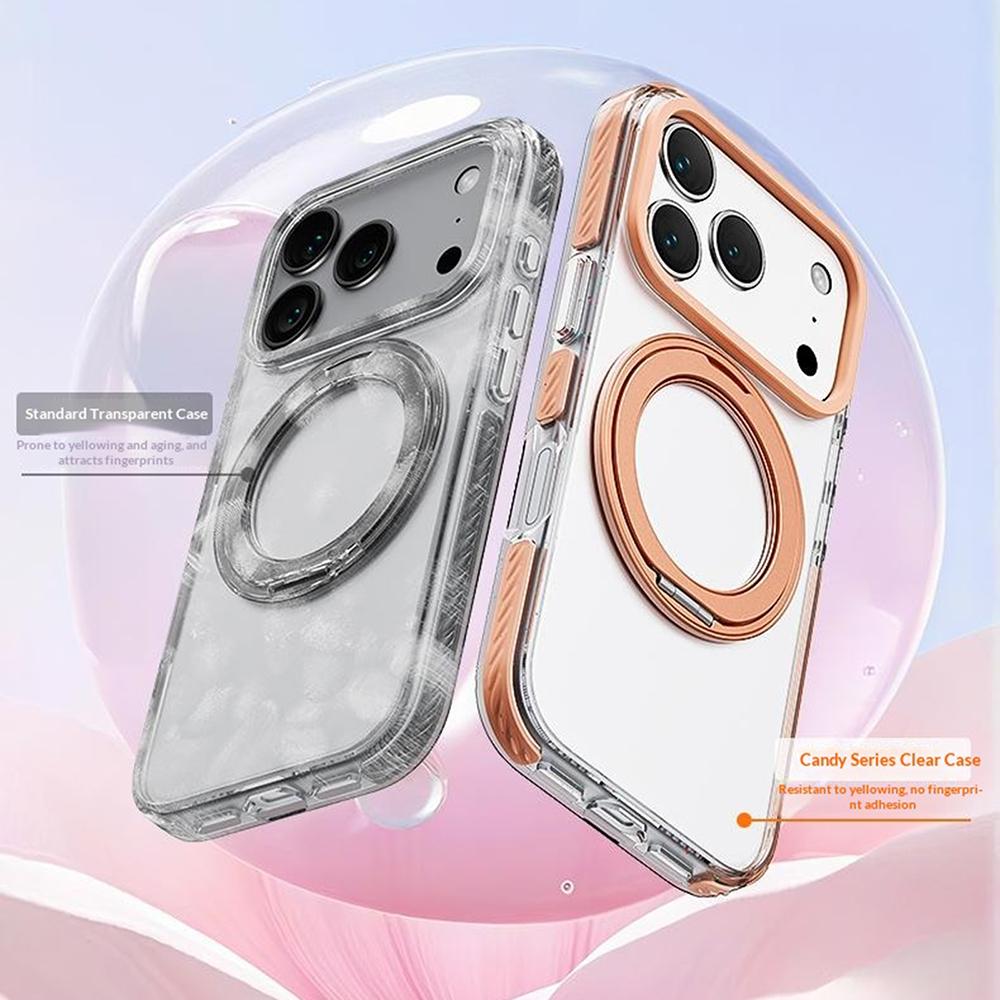 For iPhone 17 Pro Case Rotating Kickstand TPU + TPE Phone Cover Compatible with MagSafe
