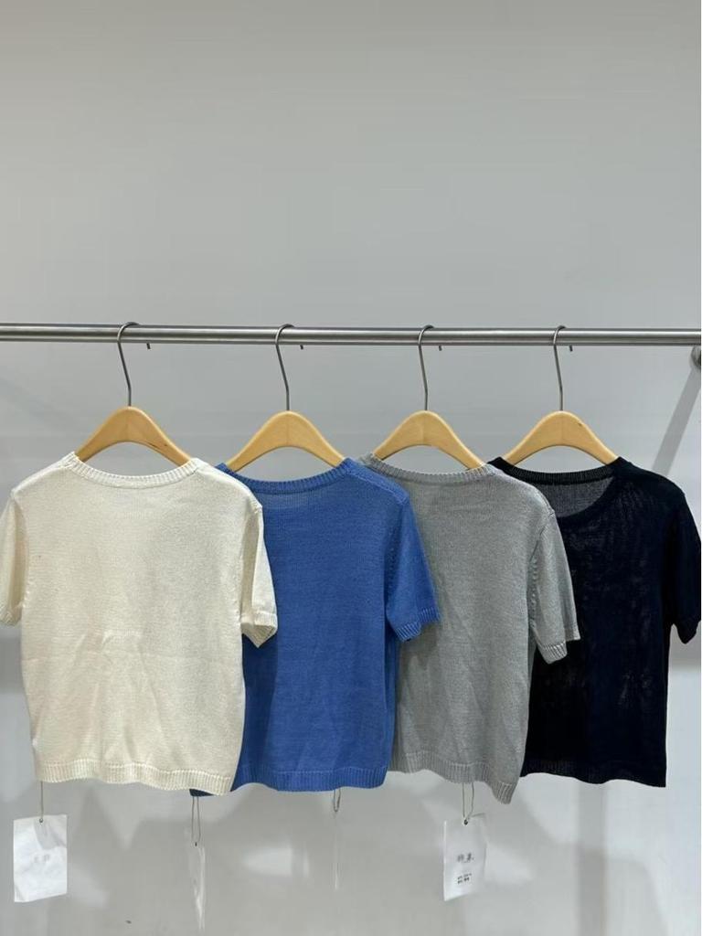 Spring 8281 Women's Korean Style Loose Plus Size Knitted Top with Round Neck and High Waist