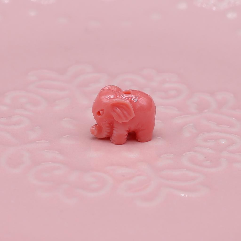30Pcs/Bag Synthetic Coral Beads Elephant Shaped Perforated Loose Spacer Beads for Jewelry Making DIY Pendants Necklaces Keychains Accessories