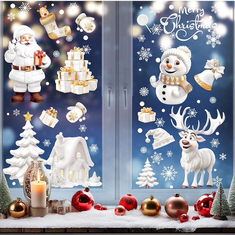 New Christmas Snowflake Static Wall Stickers Decoration Mirror Door Stickers Showcase Christmas Decorative Stickers