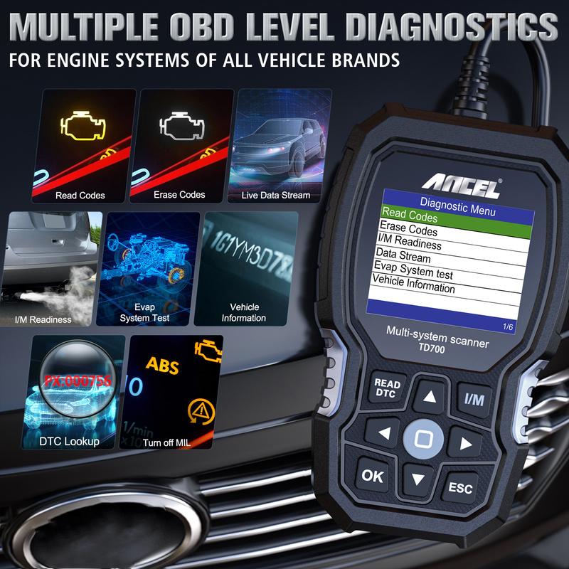 ANCEL TD700 OBD2 Scanner for Toyota Full System Transmission TPMS Relearn ABS Engine Car Diagnostic Scan Tool for /Lexus/Scion