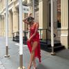 Ladies' Sexy Patchwork Temperament Slit Backless Long Dress