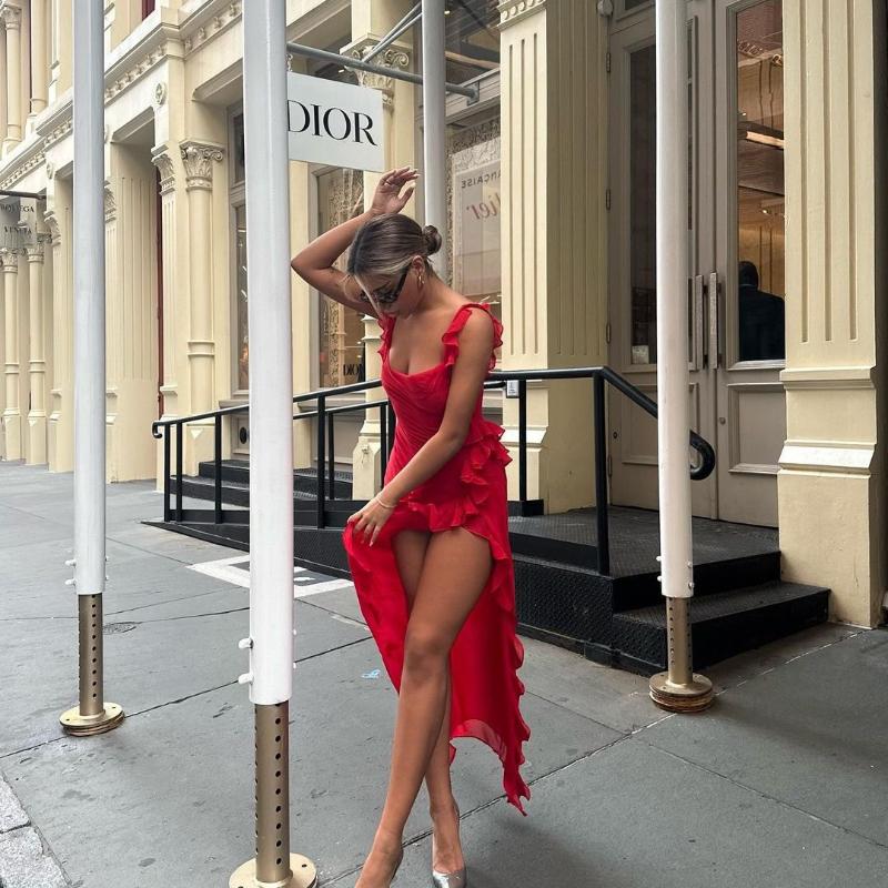 Ladies' Sexy Patchwork Temperament Slit Backless Long Dress