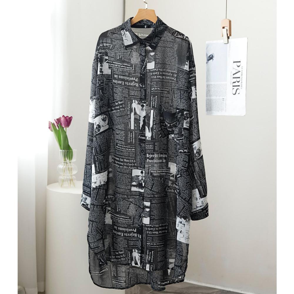 DIMANAF-Vestido camisero de talla grande para mujer, vestido holgado con estampado de diseño Vintage, vestidos informales para mujer, vestido Midi de corte a 2024