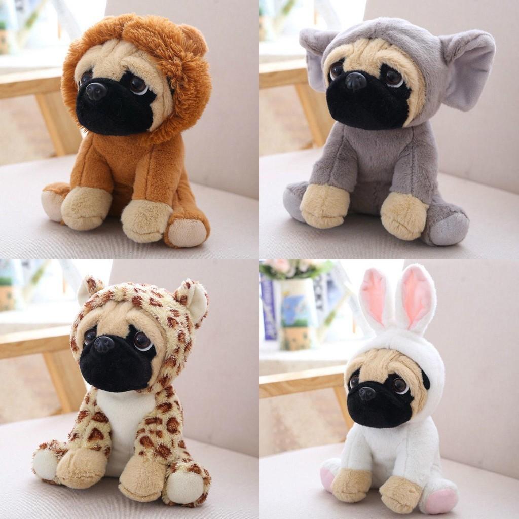 Adorable Large Plush Toys 8" Pug Dog In 7 Unique Costumes Cuddly Soft Toy
