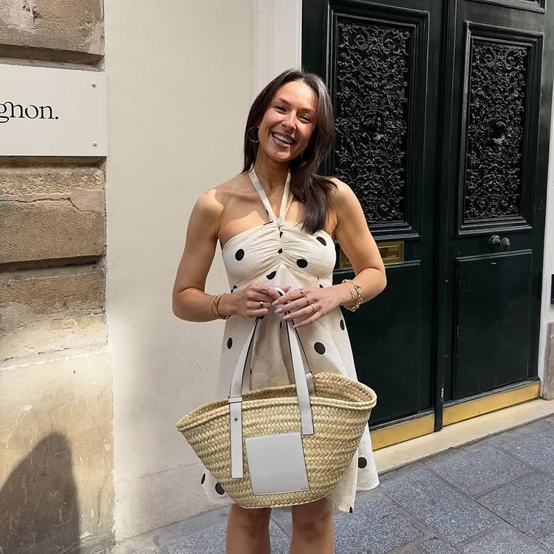 Polka Dot Halter Mini Dress Women Double Layer Lace Up Backless Boho Dresses Female Printed Dress For Beach Holiday Vestidos