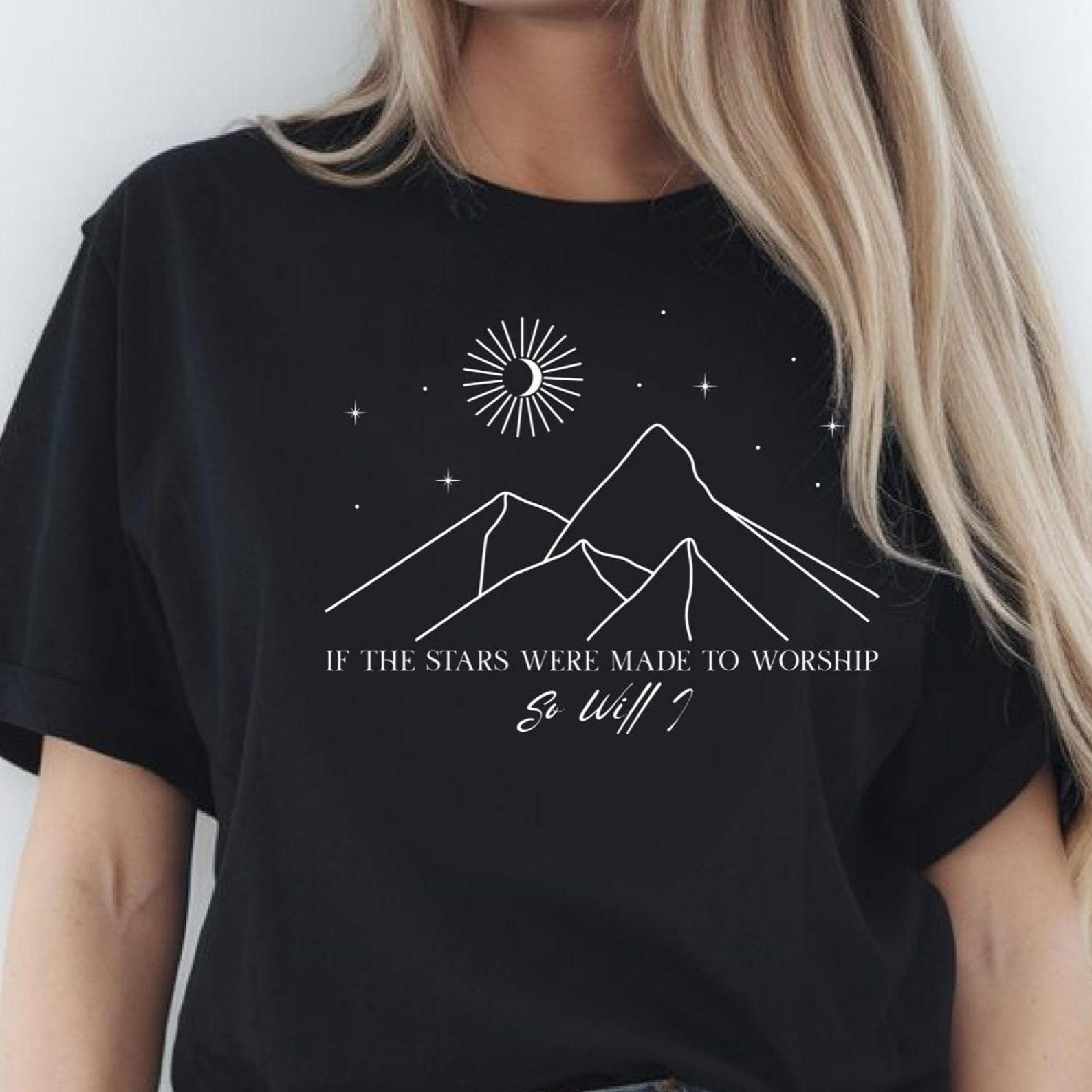 If The Stars Were Made To Worship T-Shirt, Christian Shirt, Faith Clothing, Bible Verse Tee 2XL