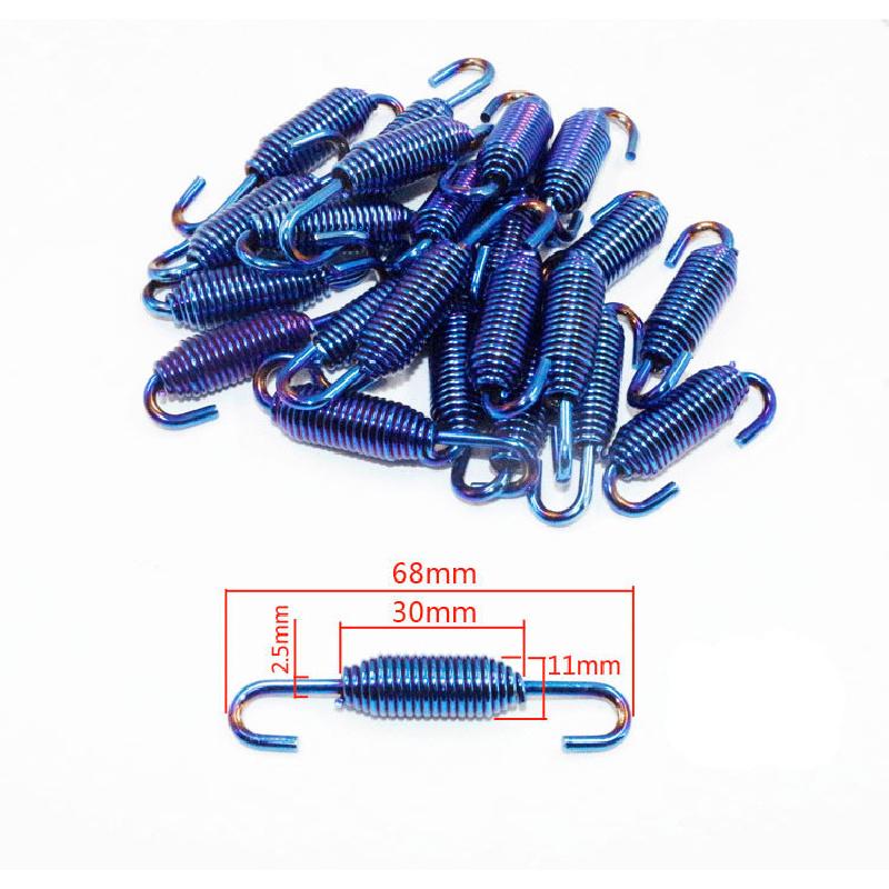 6 Pcs Blue Stainless Steel Motorcycle Scooter Exhaust Pipe Muffler Spring Hook