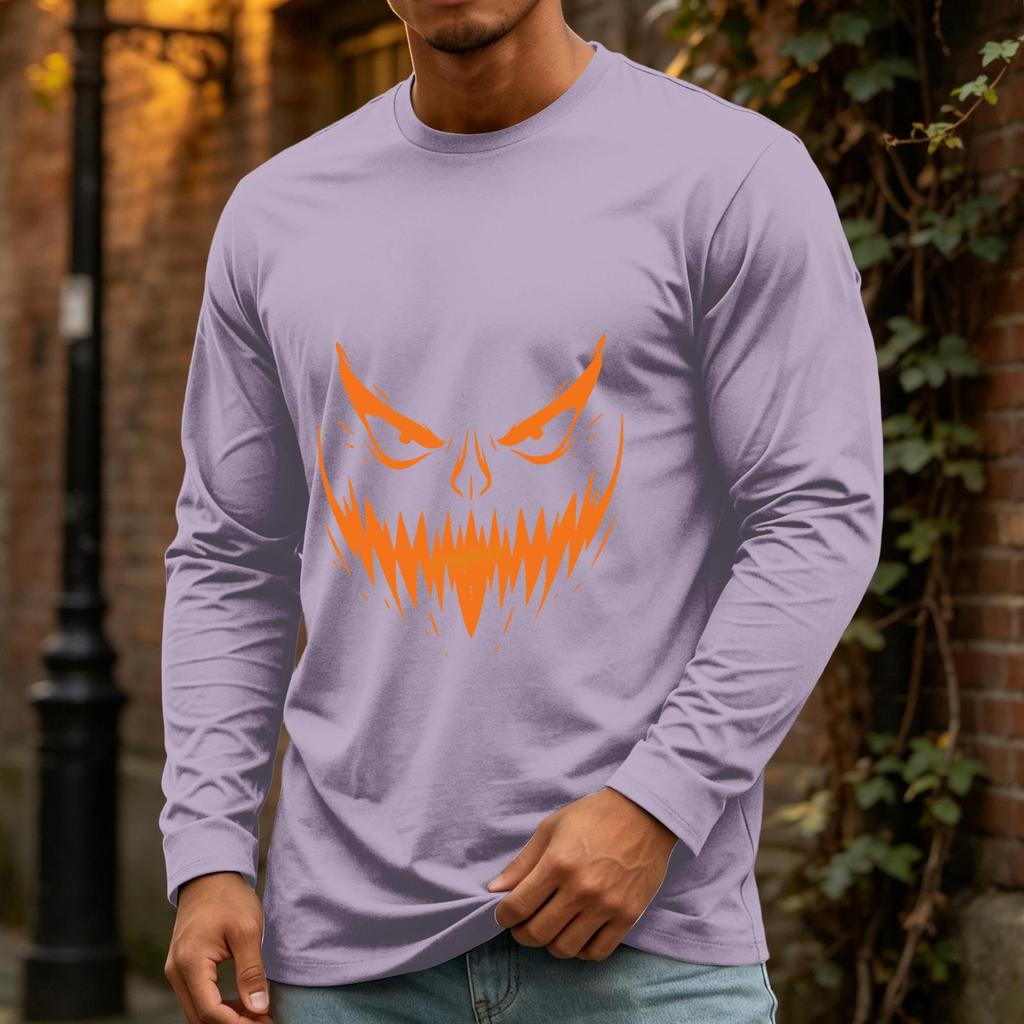 Men's Casual Long Sleeve Neck T-Shirt for Halloween