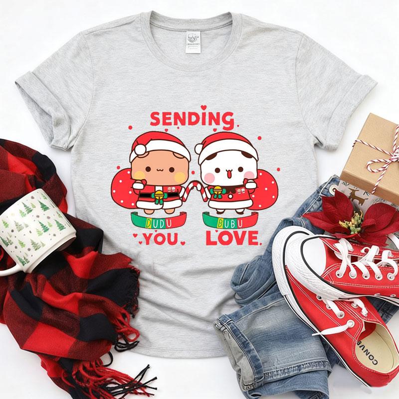 Kawaii Bubu Dudu Merry Christmas Couple Tshirt Trendy Funny Cartoon Anime Shirt Fashion Holiday Party Celebrate Cotton Tees