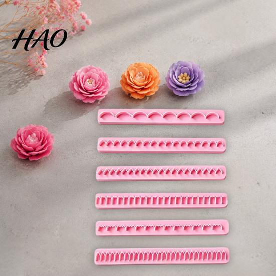 Professional Fondant Molds 6Pcs Polymer Clay Flower Petal Cutter, 6 Shapes 3D Making Cake Decoration Cutters Tool, Handmade Plastic Crafting Tools for