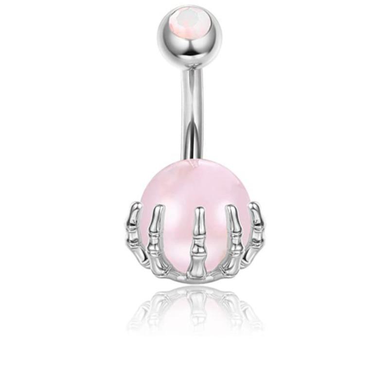 1CS Belly Button Rings Surgical Stainless Steel Belly Piercing 14G Cute Pink CZ Dangle Belly Rings Piercing Jewelry for Women