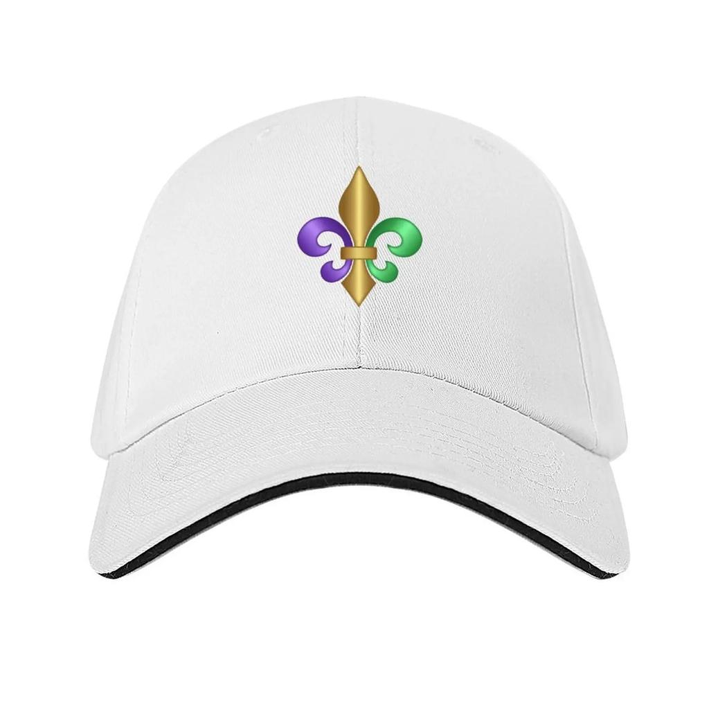 Purple Green and Gold FleurdeLis Symbol Baseball Cap Hip Hop fashionable designer cap Cosplay Womens 2025 Mens
