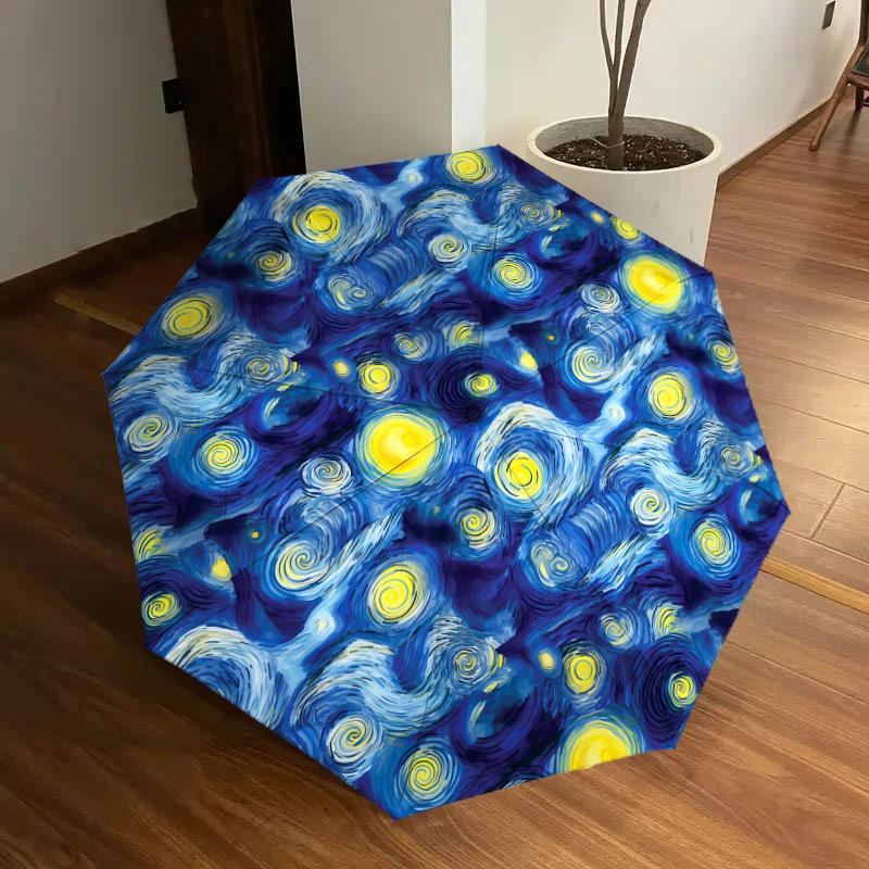1pc Night Sky Stars Pattern Umbrella Design Automatic Opening and Closing Umbrella, High-quality Travel Umbrella, Lightweight and Portable, -1002131