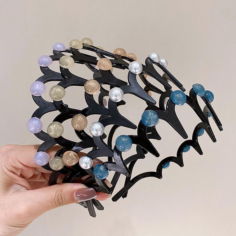 Perlové vlnité čelenky pro ženy, jednobarevné, ozubené, protiskluzové, do vlasů, dívčí mycí čelenky, sportovní vlasové doplňky
