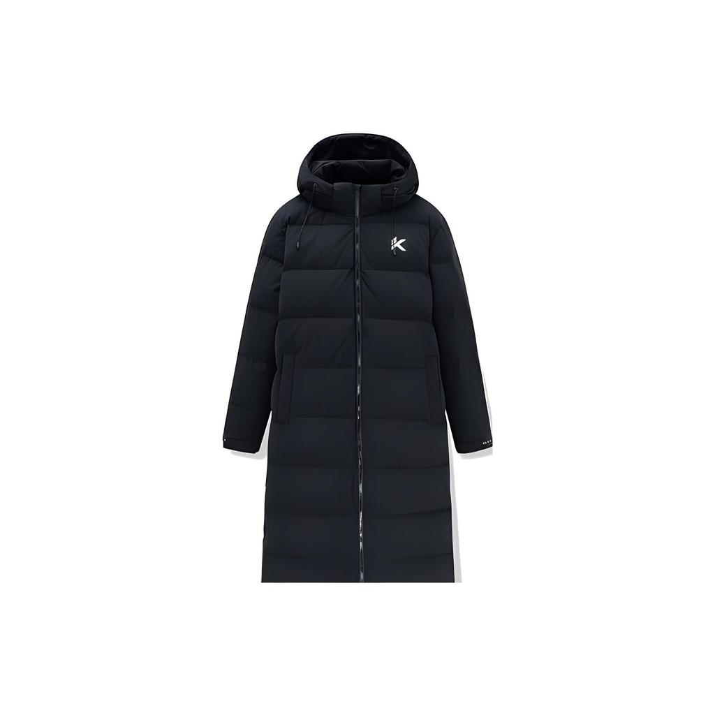 Anta Solid Color Long Hooded Down Jacket Men Outerwear Basic-Black 152241917-2