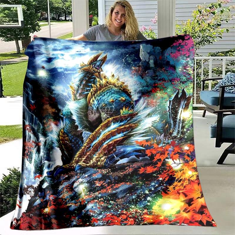 Monster Hunter Game Throw Blanket Bedspread Bed Plaid Rug Bed Covers Sofa Blanket Plaid Blanket Thermal Children'S Blankets