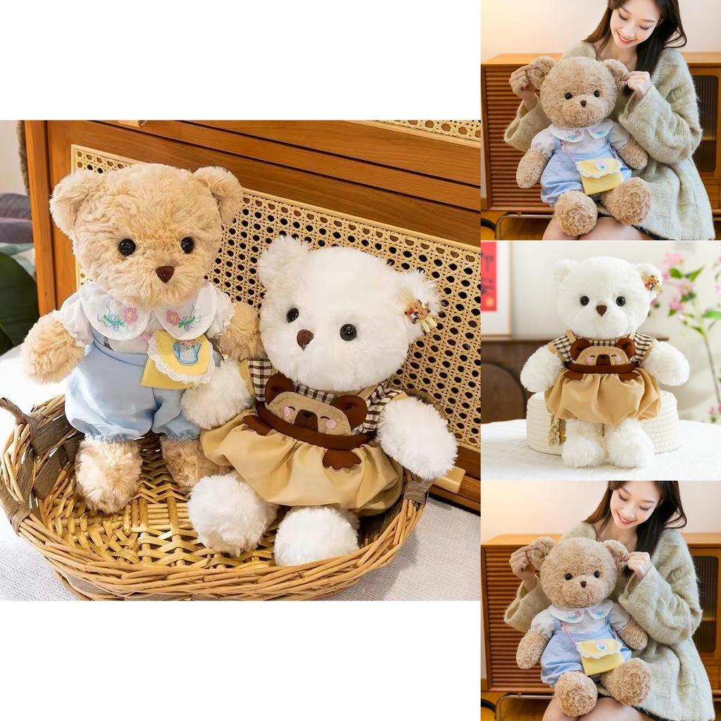 Bear Plush Toy With Cute Dress For Kids Gift And Nap Pillow