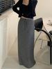 Korean Striped Color Block Lace-up Long Skirt - Spring/Autumn 2026 Collection