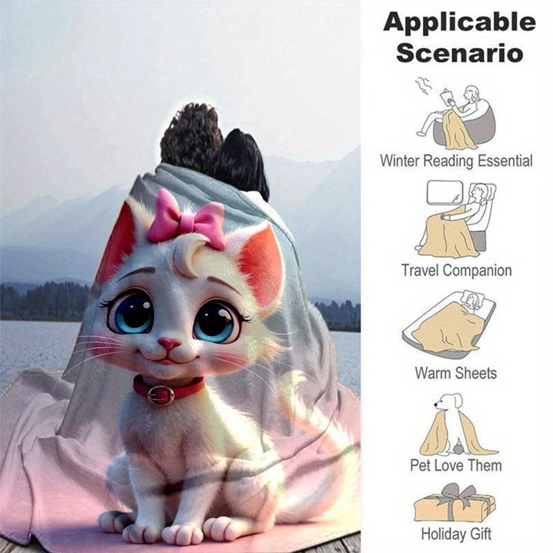 1pc Cute Cartoon Cat Blanket, Seasonal Universal Home Decoration Blanket, Throw Blanket, for Decorating Your Own Sofa and Living Room, Super