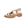 Fashion NEW Summer Women Sandals Round Toe Thick Heel Shoes Split Leather Shoes for Women Narrow Band Handmade Shoes Platform Sandals