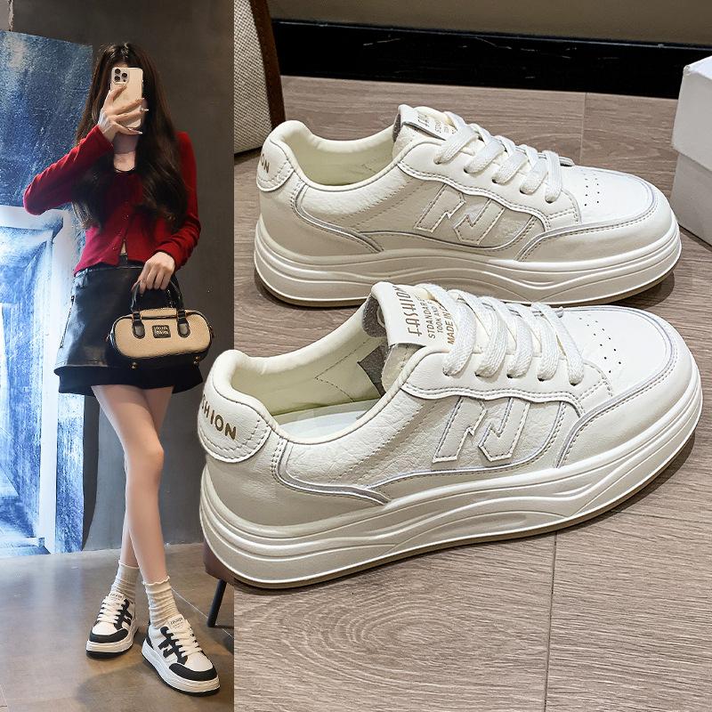 Rindsleder der ersten Schicht~ echtes Leder kleine weiße Schuhe Damenschuhe Herbst und Winter neu vielseitig lässig Sport Einzelschuhe Board-Schuhe