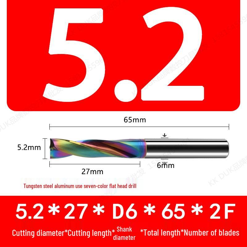 Tungsten Steel Flat Head Drill Bit for Aluminum, 180°, 4.1-6.0mm (0.1mm Intervals)