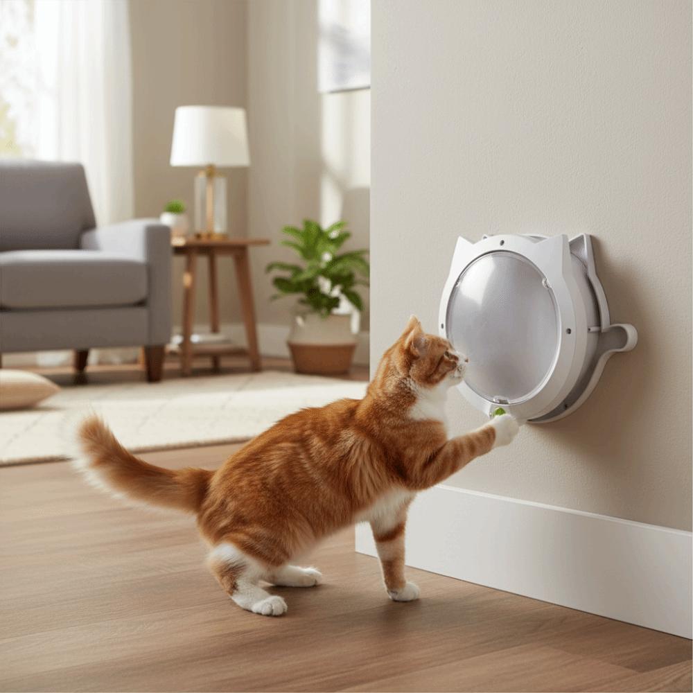 Magnetic Cat Flap Door Bidirectional Opening Plastic Pet Automatic Door With Cat Ears 4 Locking Modes Cat Entry Exit Door