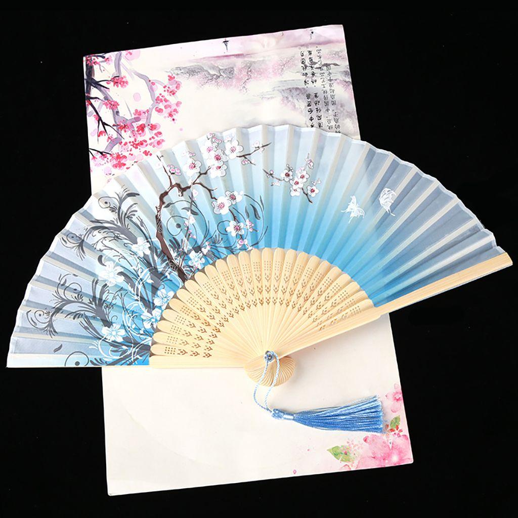 Bamboo Wooden Handmade Colorful Vintage Style Fan Crafts Dance Hand Fan Folding Fan Home Decoration