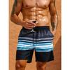 Simple Fashion Striped Pattern Beach Shorts For Men Summer Casual Daily Wear 3D Printed Short Pants Loose Breathable Swim Trunks
