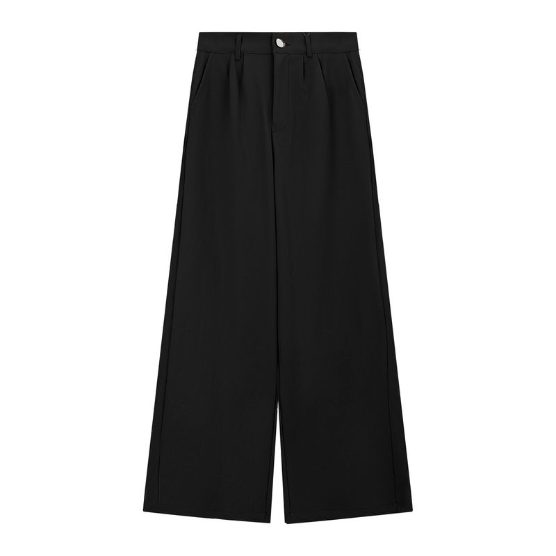 Kumikumi Retro Pure Color High Waist Draped Casual Pants Women's Clothing Fall Easiest for Match Loose Slim Looking Loose Pants